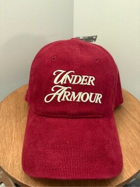 Under Armour Burgundy Corduroy Cap with White Logo NWT
